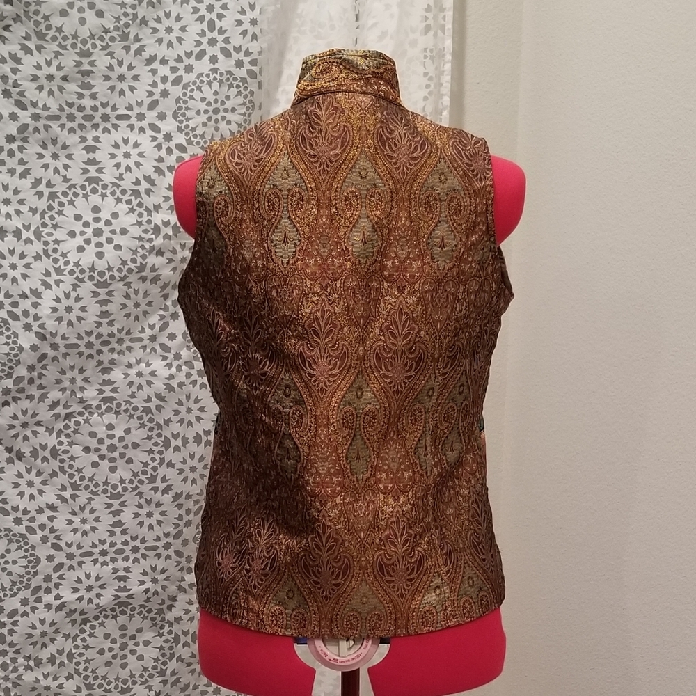Boho Brocade Patchwork Renfair Hobbit Silk Vest - image 2
